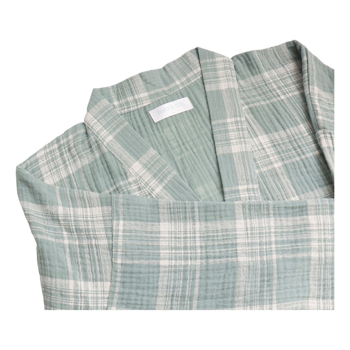 Pijama Ropa De Casa Estilo Kimono Para Adulto A Cuadros - Imagen 6
