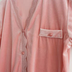 Pijama Terciopelo Para Dama De Invierno 2 Piezas Con Encaje, foto 12