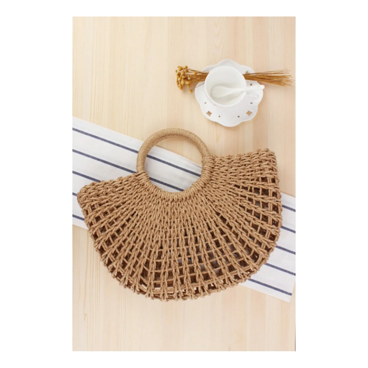 Bolso Tejido Estilo Retro Ideal Para La Playa Grande - Imagen 5
