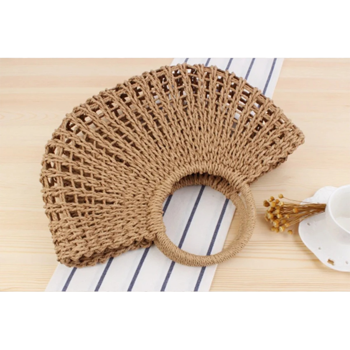 Bolso Tejido Estilo Retro Ideal Para La Playa Grande - Imagen 10