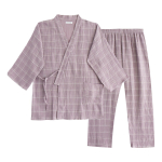 Pijama Ropa De Casa Estilo Kimono Para Adulto A Cuadros - Imagen 8