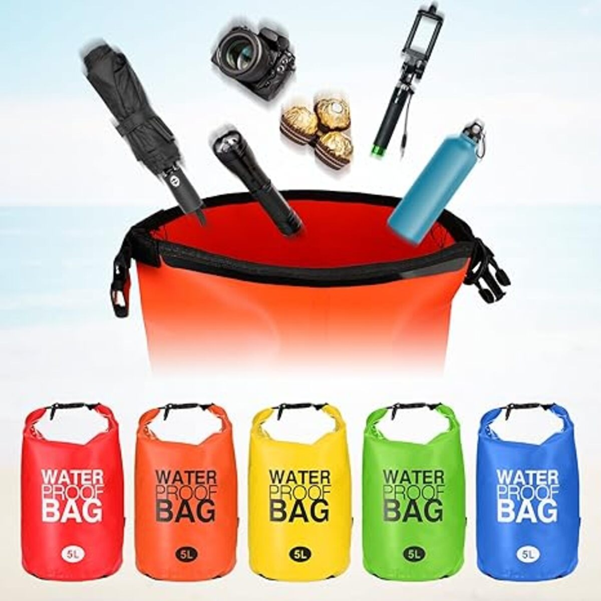 Bolso 5 Litros Impermeable Camping Bolsa Piscina Playa - Imagen 5