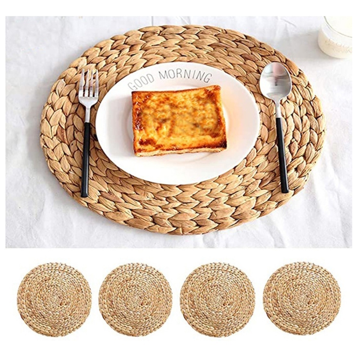 Individual De Mimbre Posa Plato Circular Salvamantel 35 Cm - Imagen 4
