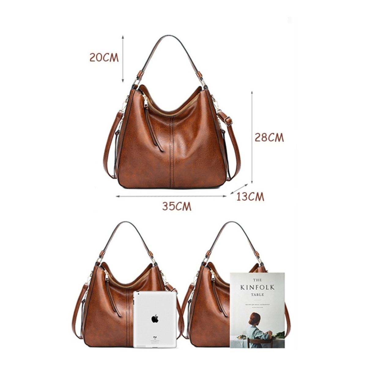 Bolso Cartera Estilo Hobo En Cuero Pu Gran Capacidad Vintage - Imagen 7