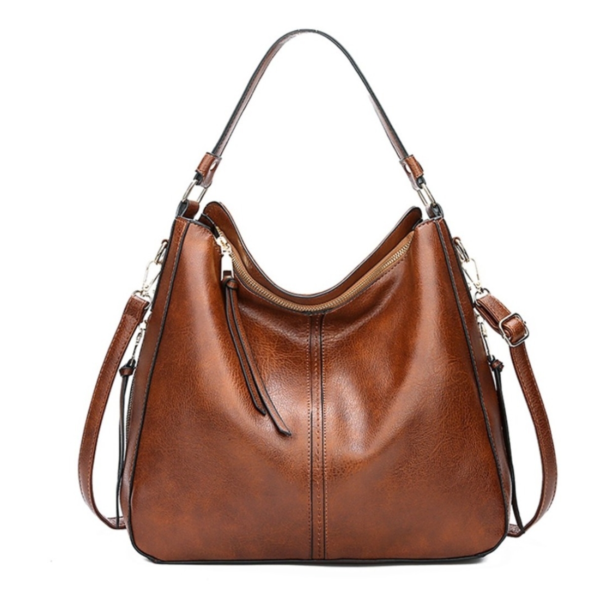 Bolso Cartera Estilo Hobo En Cuero Pu Gran Capacidad Vintage - Imagen 1