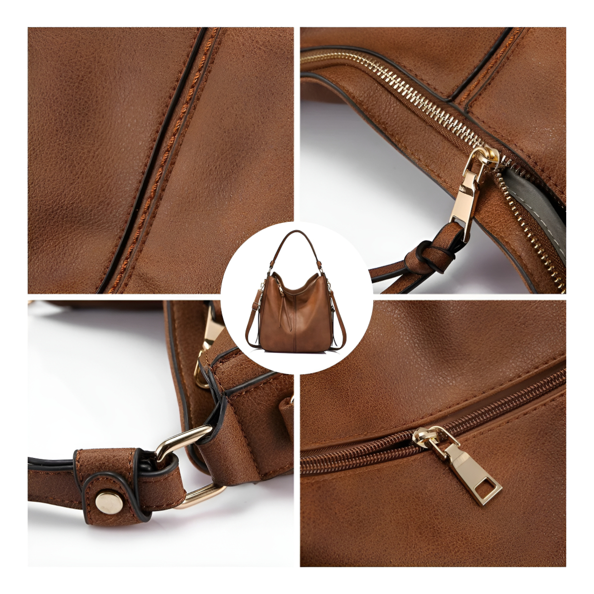 Bolso Cartera Estilo Hobo En Cuero Pu Gran Capacidad Vintage - Imagen 2
