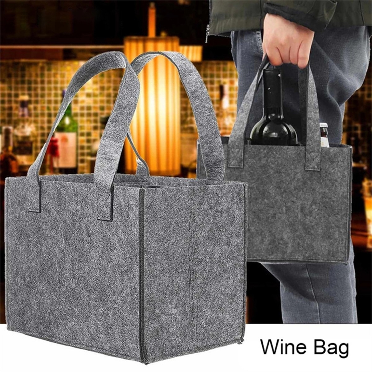 Bolsa Transporte 6 Botellas Vino Con Asas Fieltro Iluminaras - Imagen 5