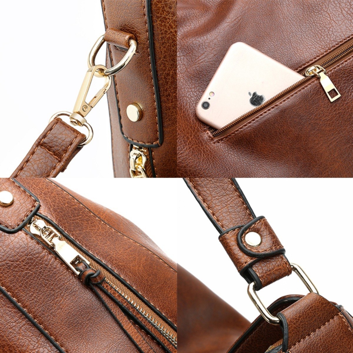 Bolso Cartera Estilo Hobo En Cuero Pu Gran Capacidad Vintage - Imagen 6