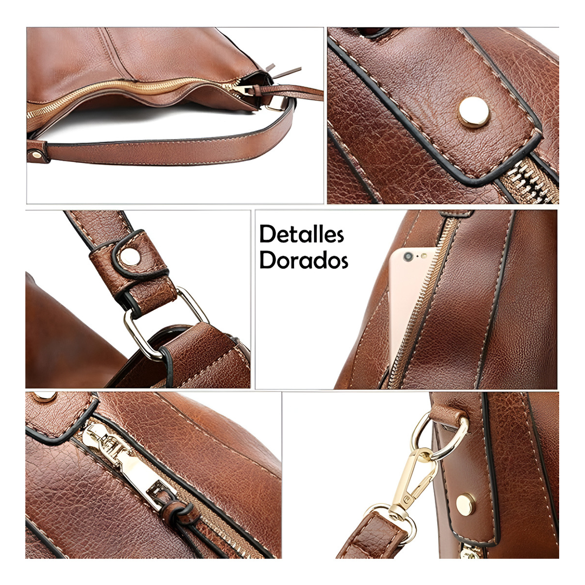 Bolso Cartera Estilo Hobo En Cuero Pu Gran Capacidad Vintage - Imagen 11