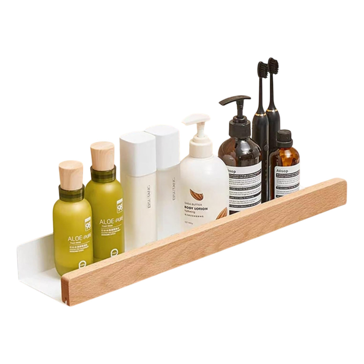 Estante De Almacenamiento Para Baño De Pared Con Madera - Imagen 6