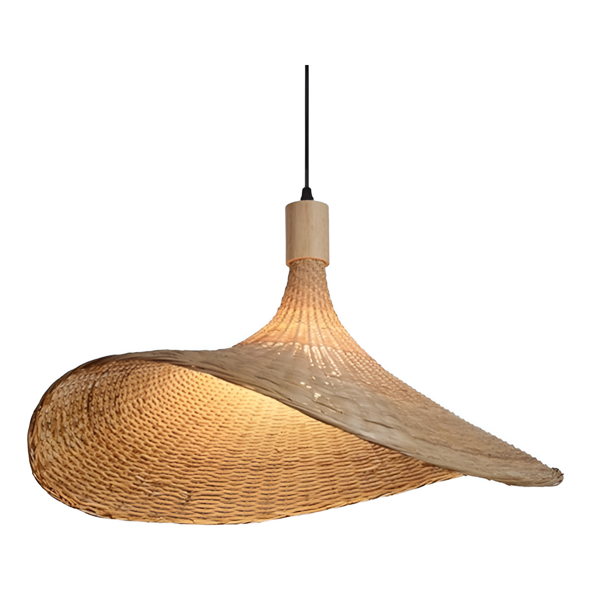 Lámpara De Techo Colgante Bambo Rattan Natural Moderna 30cm - Imagen 1