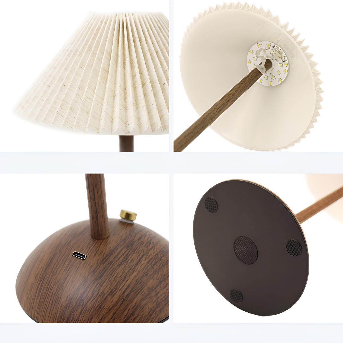 Lampara De Mesa Diseño Madera Inalambrica Táctil Recargable - Imagen 11