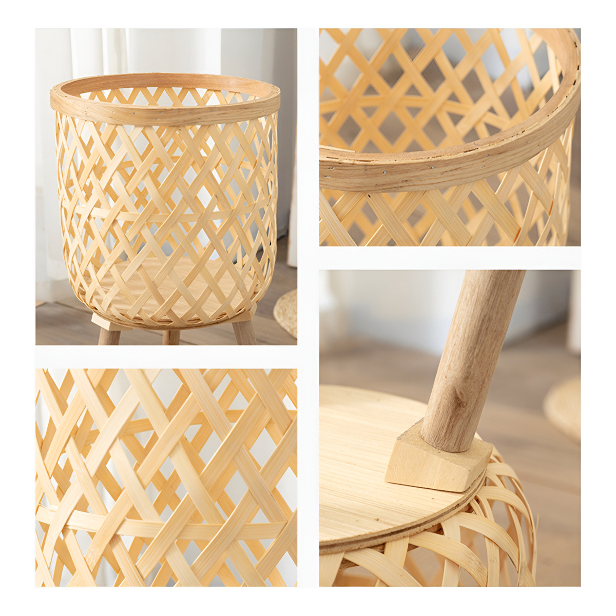 Porta Macetas Deco Estilo Boho Fabricado En Bambu - Chico - Imagen 6