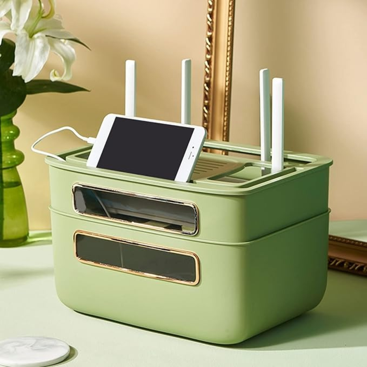 Organizador De Electronicos Para Escritorio Modem Iluminaras - Imagen 6