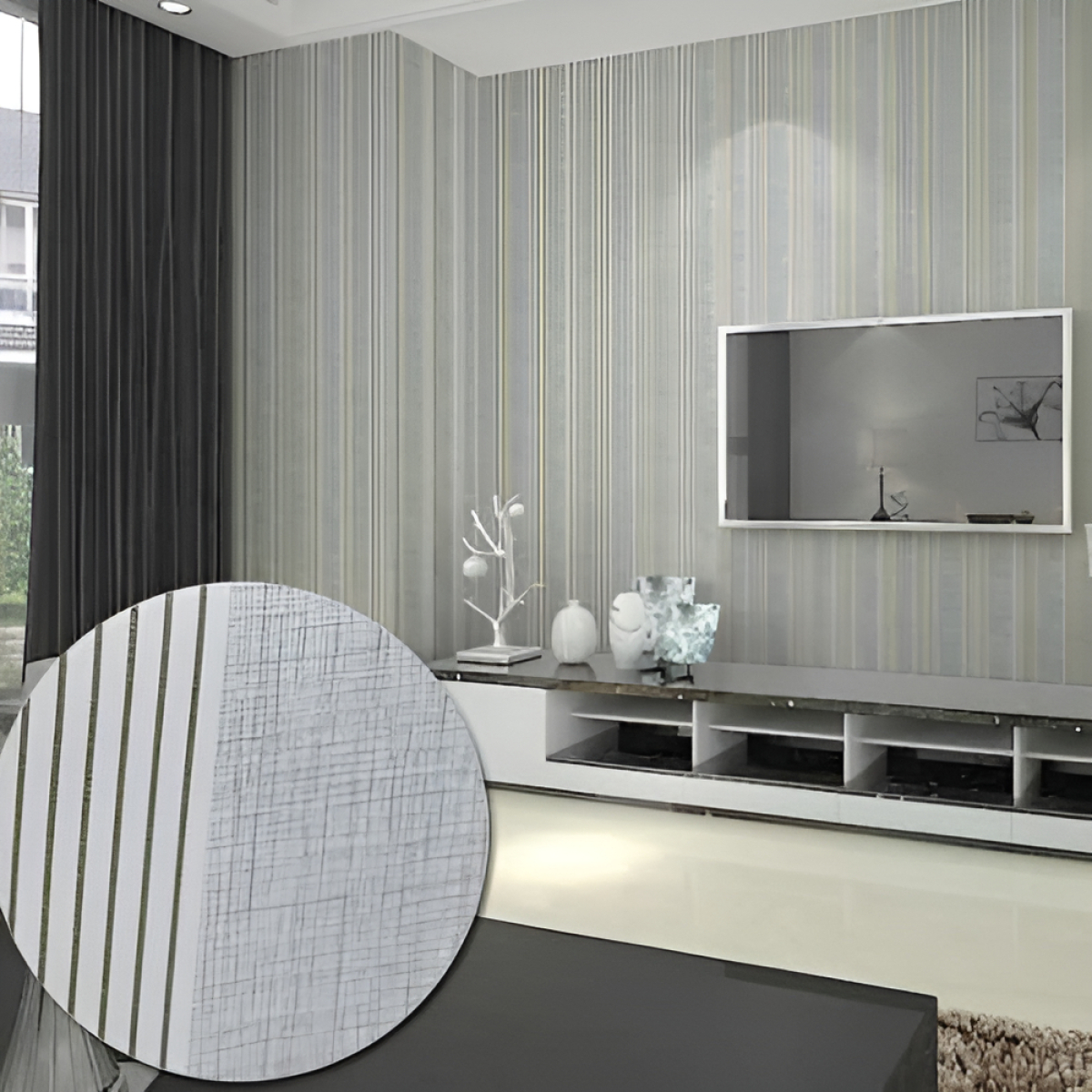 Papel Adhesivo Gris Empapelar Paredes Liso C/rallas 122cm - Imagen 2