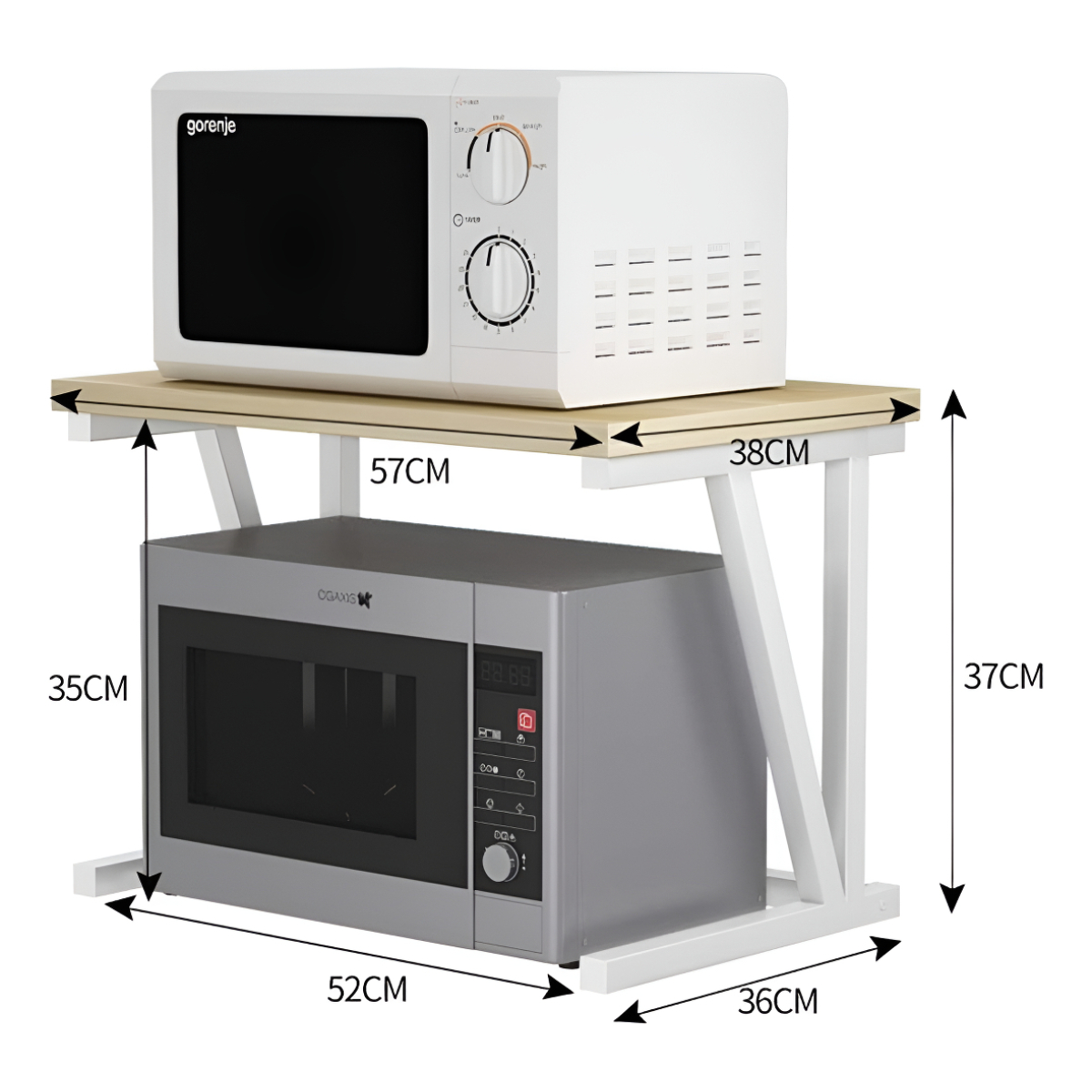 Soporte Estante Mesa Para Microondas En Madera Y Acero - Imagen 3