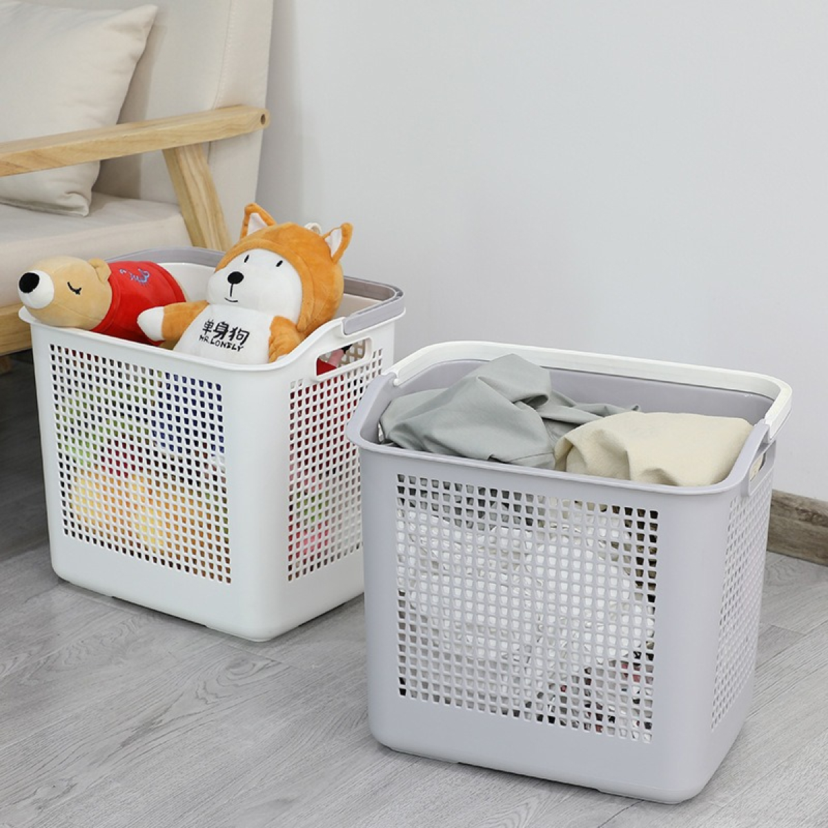 Cesto Plastico De Ropa Con Manija Organizador - Imagen 4