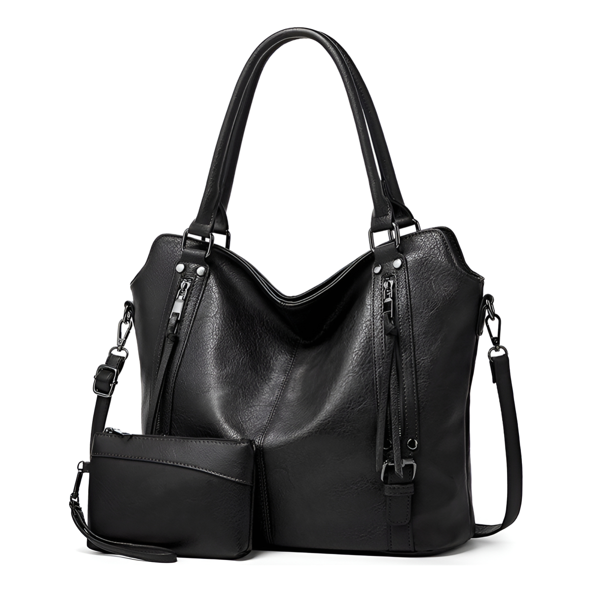 Cartera Bolso De Mano Con Bolsillos Exteriores + Pouch - Imagen 7