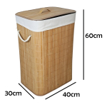 Cesto Bambú Para Ropa Sucia 40x30x60 Con Cuero Pu Y Tapa - Imagen 6