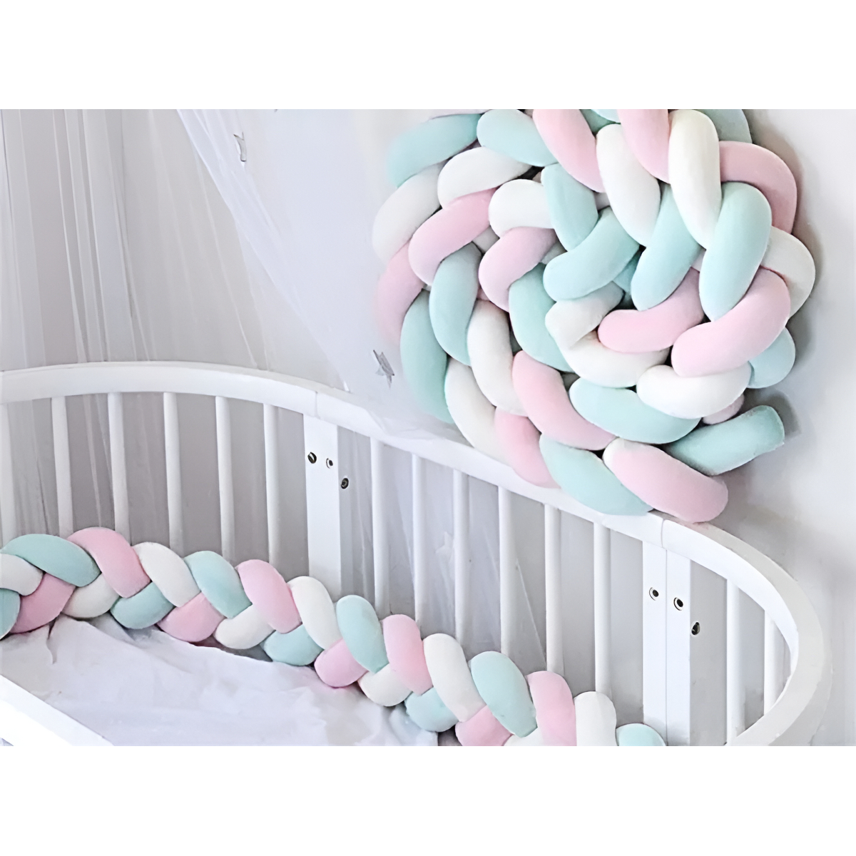 Chichonera Trenzada Para Cuna 2mts Bebes Protección - Imagen 14