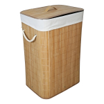Cesto Bambú Para Ropa Sucia 40x30x60 Con Cuero Pu Y Tapa