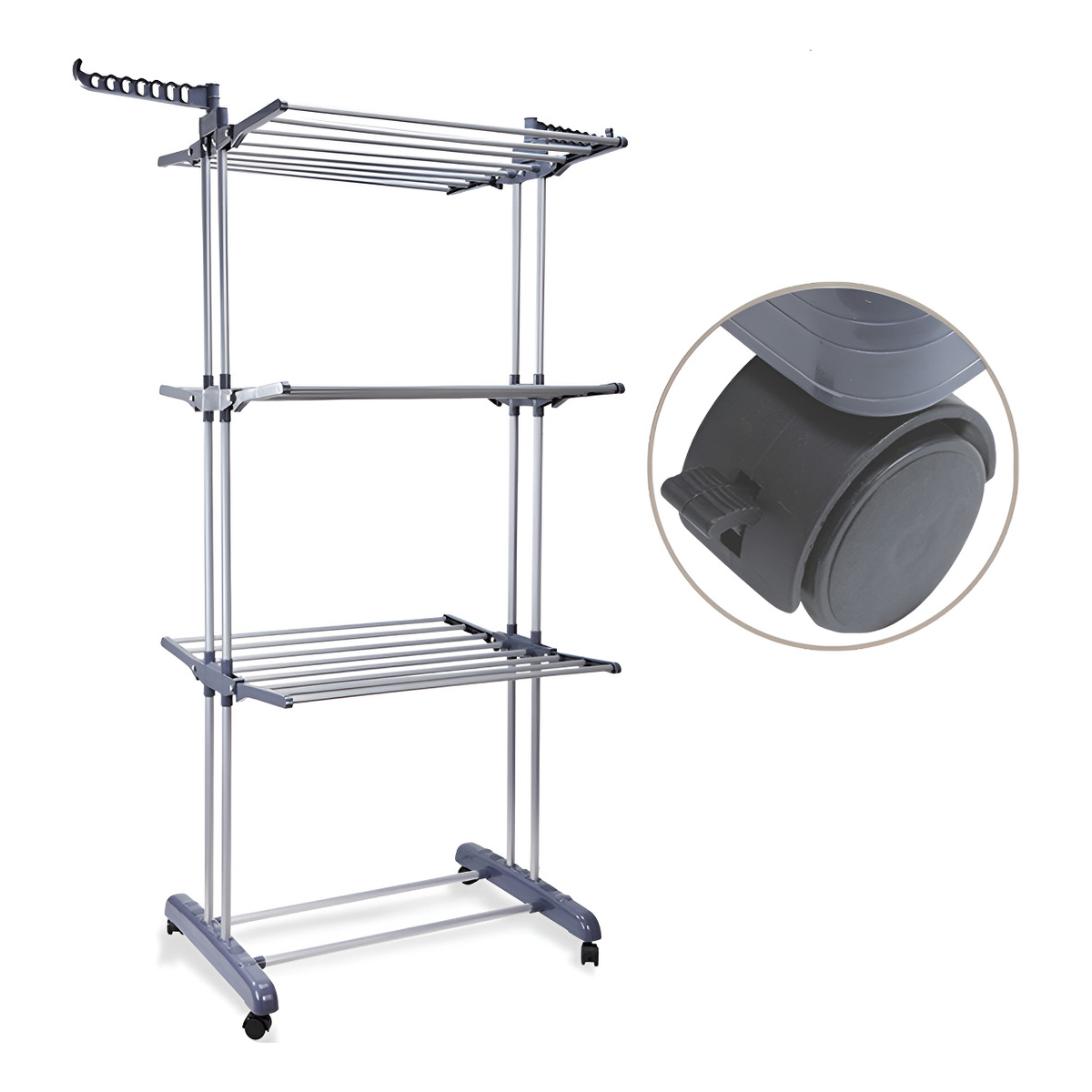 Tendedero Para Ropa Plegable Ropa Tender 3 Niveles C/ruedas - Imagen 4