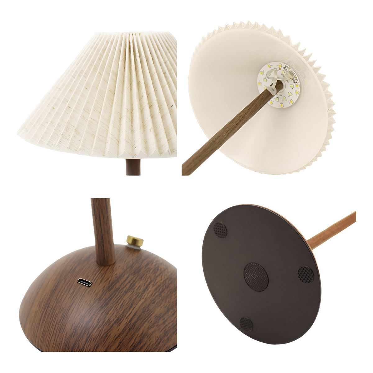 Lampara De Mesa Diseño Madera Inalambrica Táctil Recargable - Imagen 2