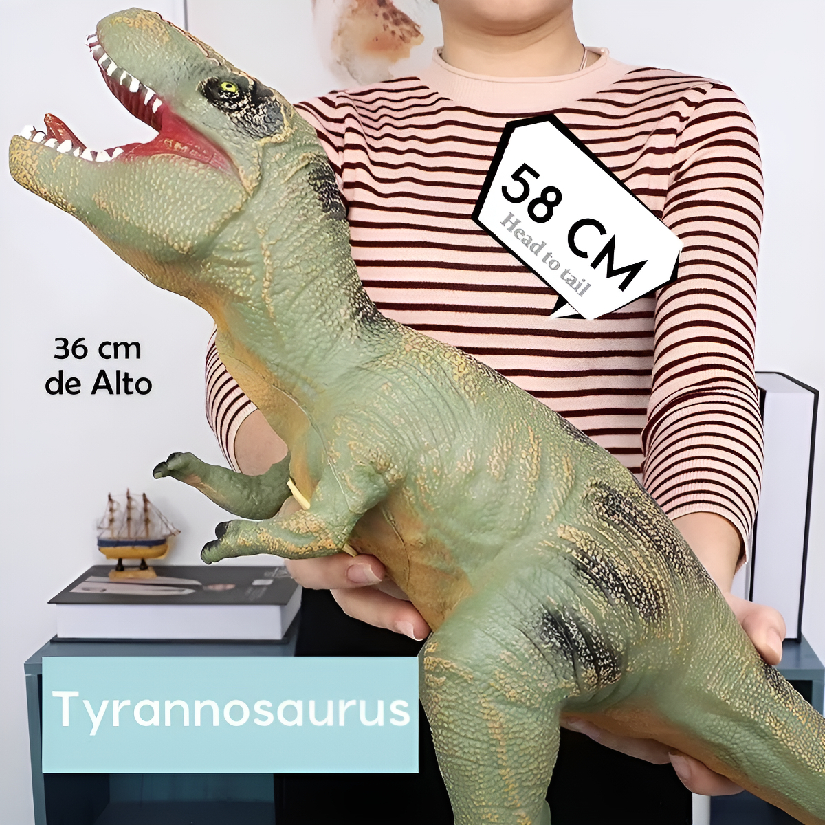 Dinosaurio De Juguete Gigante Goma Flexible Con Sonido - Imagen 8