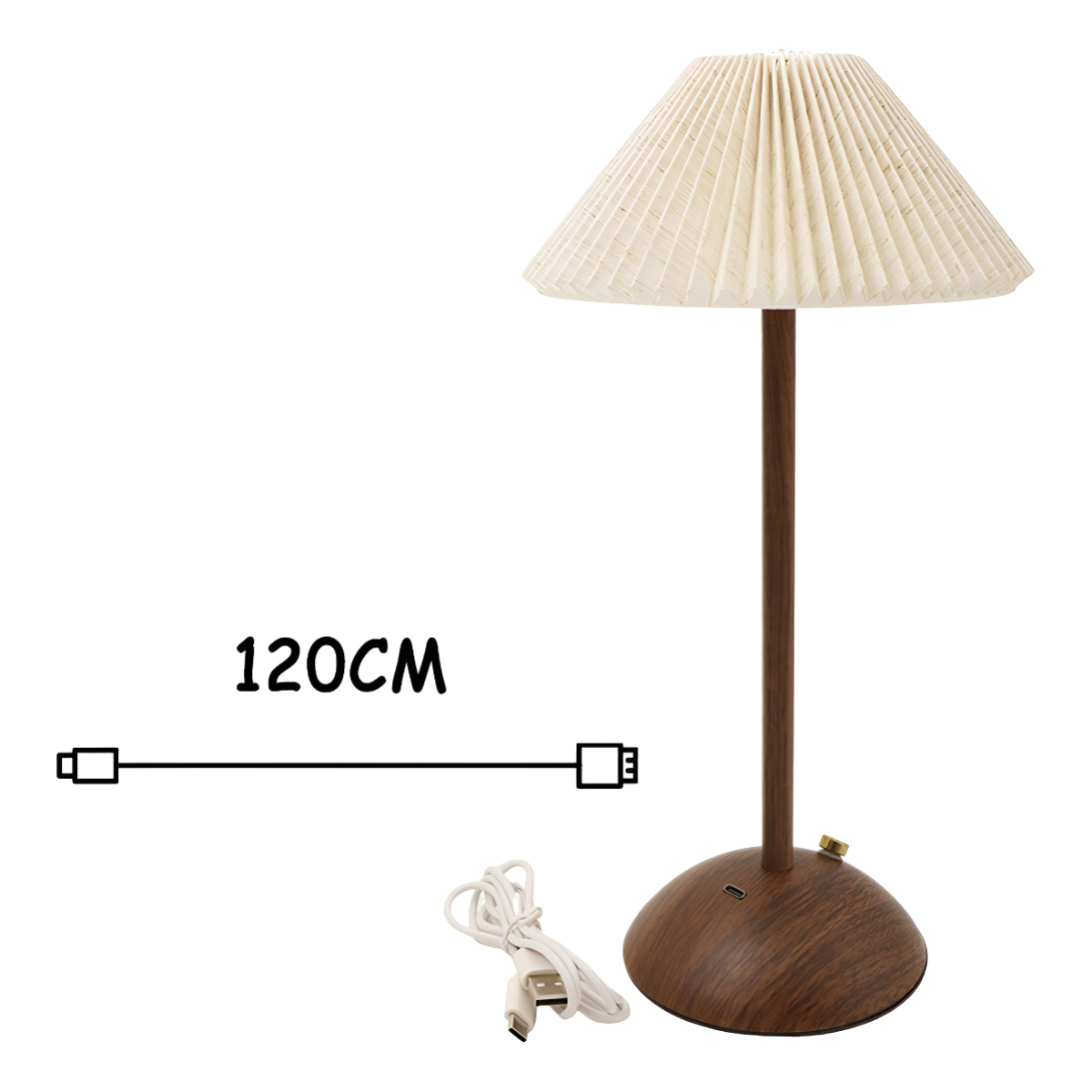 Lampara De Mesa Diseño Madera Inalambrica Táctil Recargable - Imagen 9