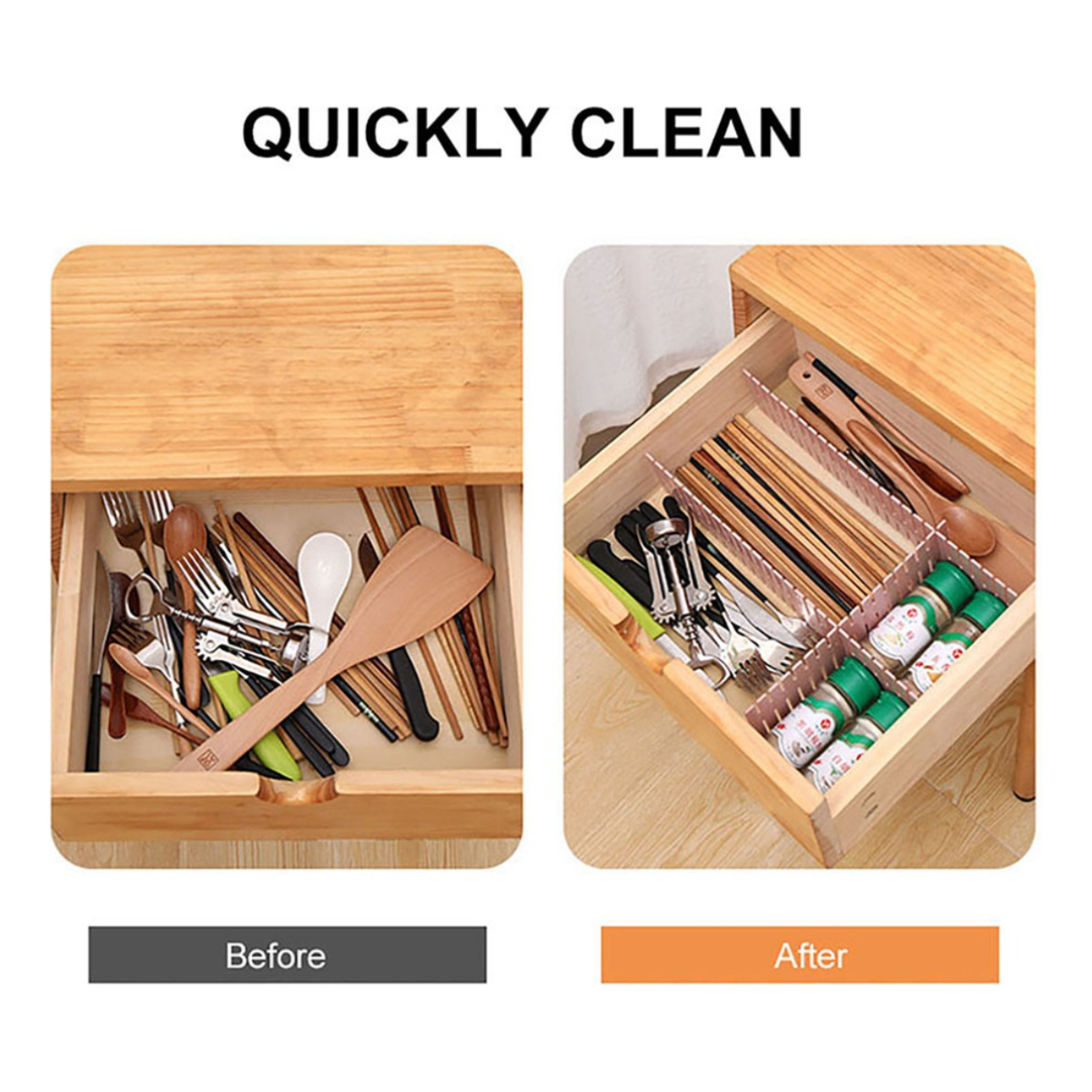 Separador Organizador Plastico De Cajas Cajones Ajustable Ch - Imagen 3