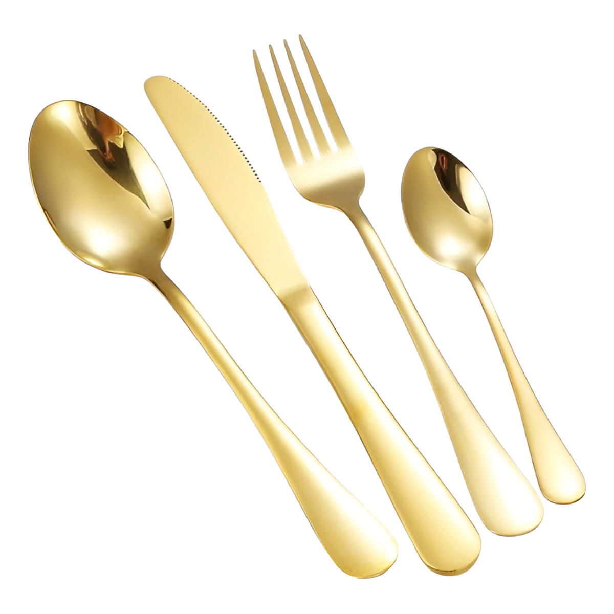 Juego De 4 Cubiertos Acero Inoxidable Clasicos Dorado - Imagen 1