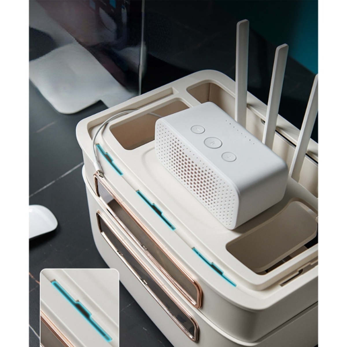 Organizador De Electronicos Para Escritorio Modem Iluminaras - Imagen 3