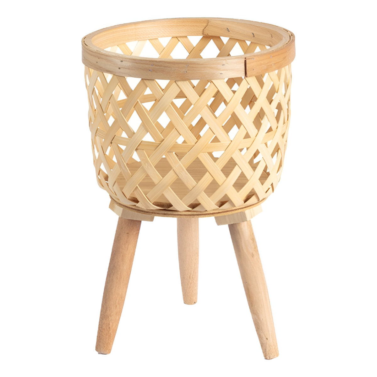 Porta Macetas Deco Estilo Boho Fabricado En Bambu - Chico - Imagen 1