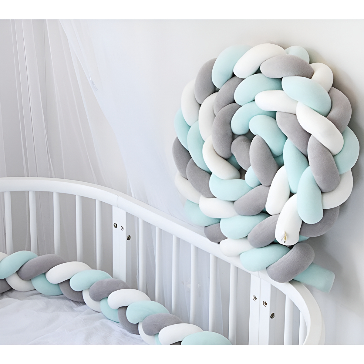 Chichonera Trenzada Para Cuna 2mts Bebes Protección - Imagen 11