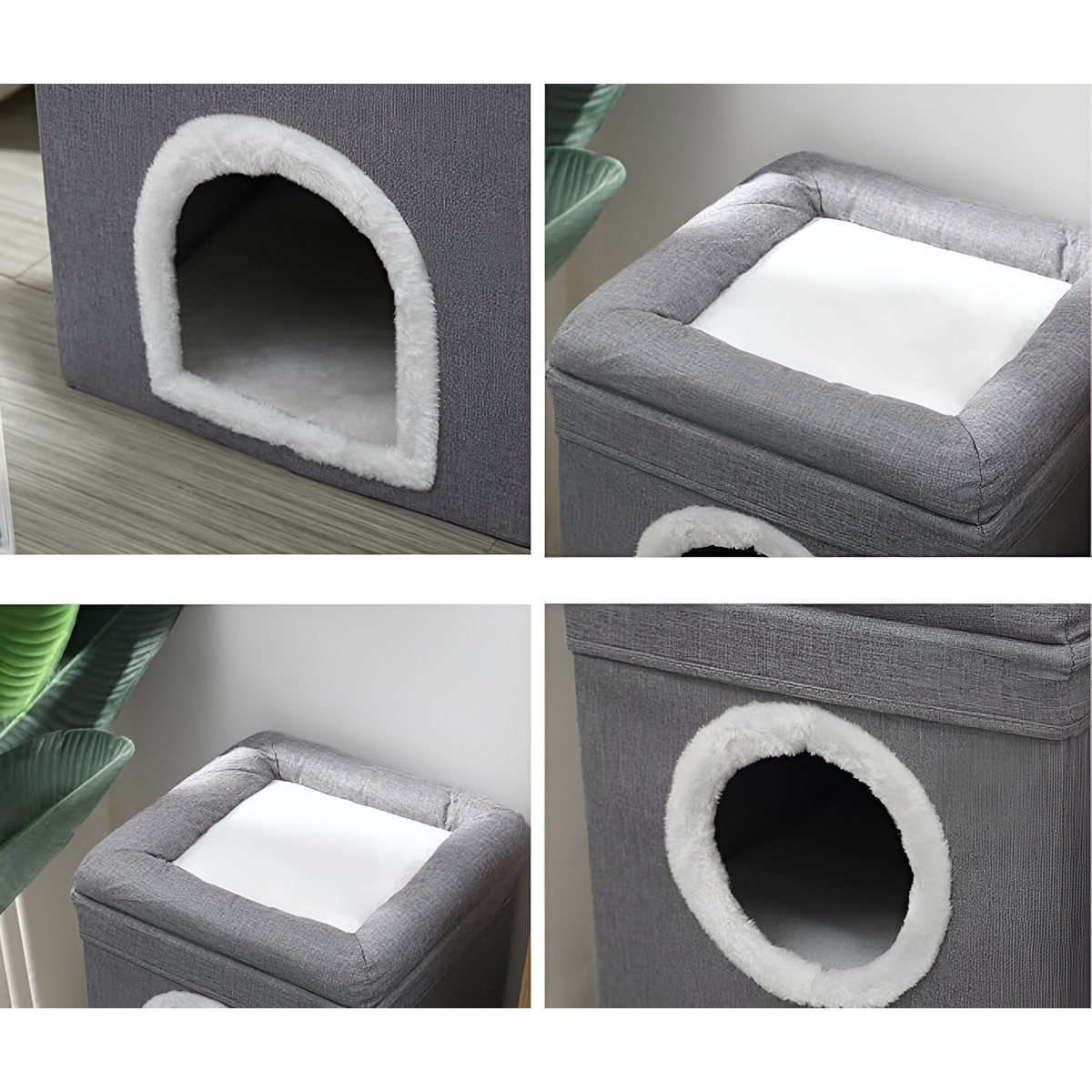 Rascador Torre De 2 Niveles Para Gato Cueva Cama - Imagen 4