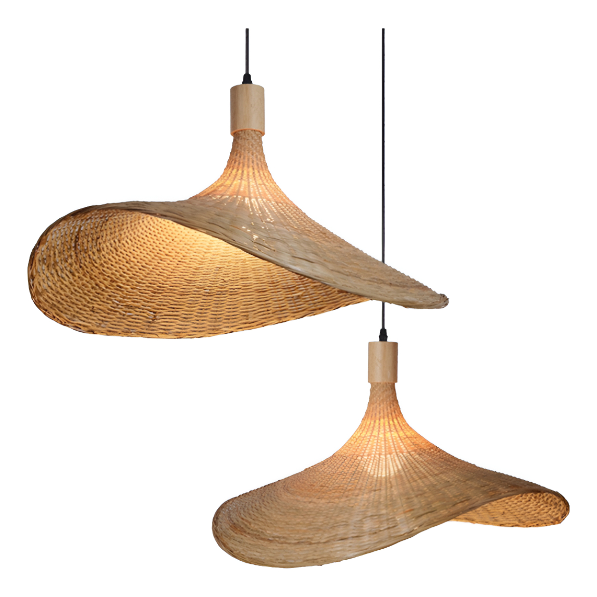 Lámpara De Techo Colgante Bambo Rattan Natural Moderna 30cm - Imagen 2