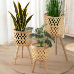 Porta Macetas Deco Estilo Boho Fabricado En Bambu - Chico - Imagen 2