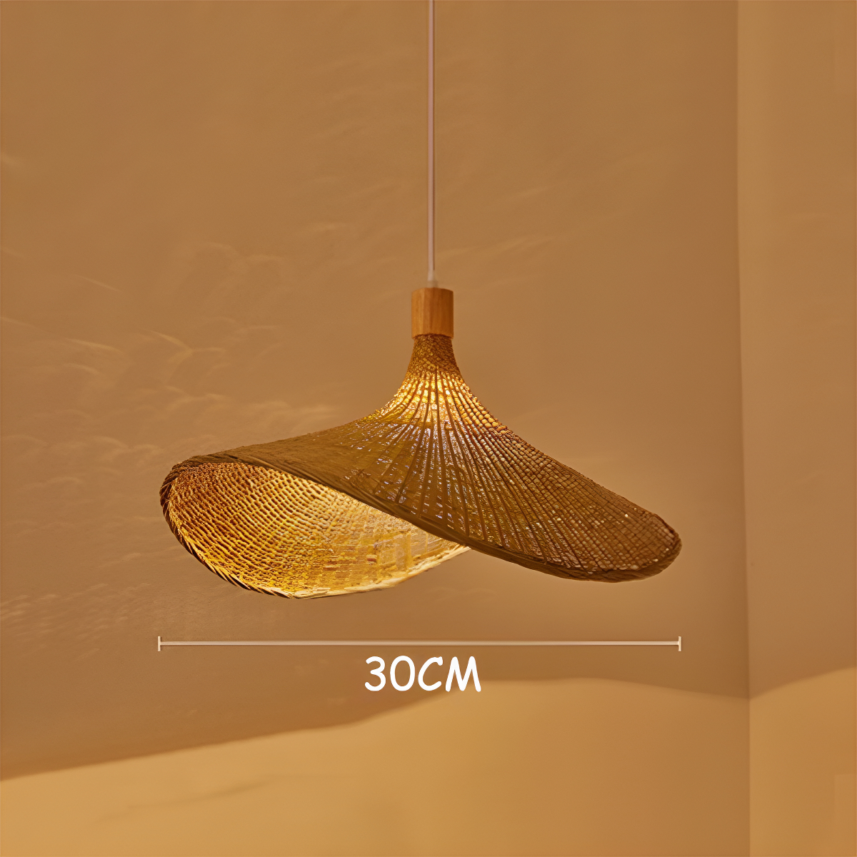 Lámpara De Techo Colgante Bambo Rattan Natural Moderna 30cm - Imagen 3