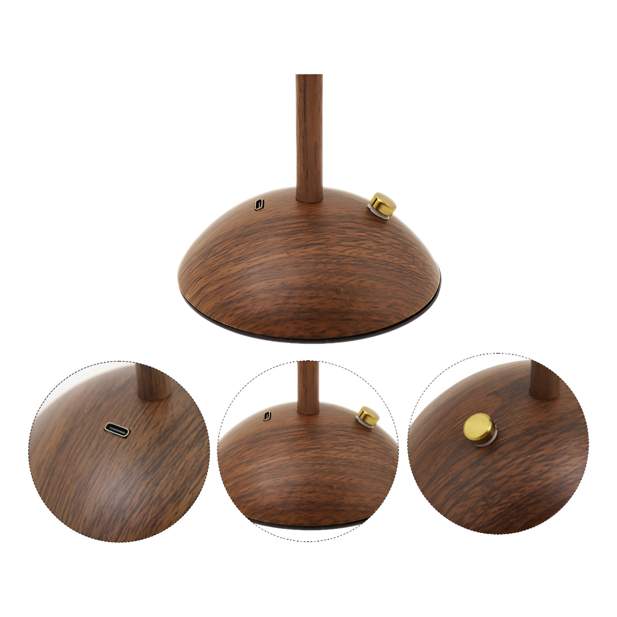 Lampara De Mesa Diseño Madera Inalambrica Táctil Recargable - Imagen 3