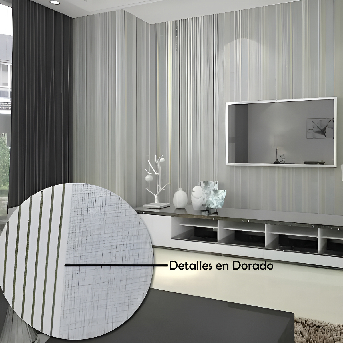 Papel Adhesivo Gris Empapelar Paredes Liso C/rallas 122cm - Imagen 3