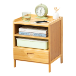 Mesa De Luz Bamboo Un Cajon Doble Estante
