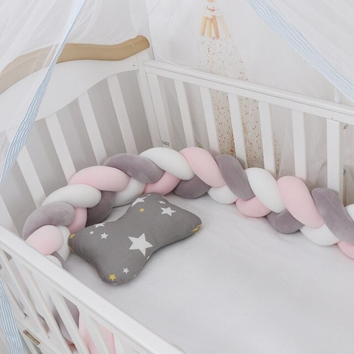 Chichonera Trenzada Para Cuna 2mts Bebes Protección - Imagen 4