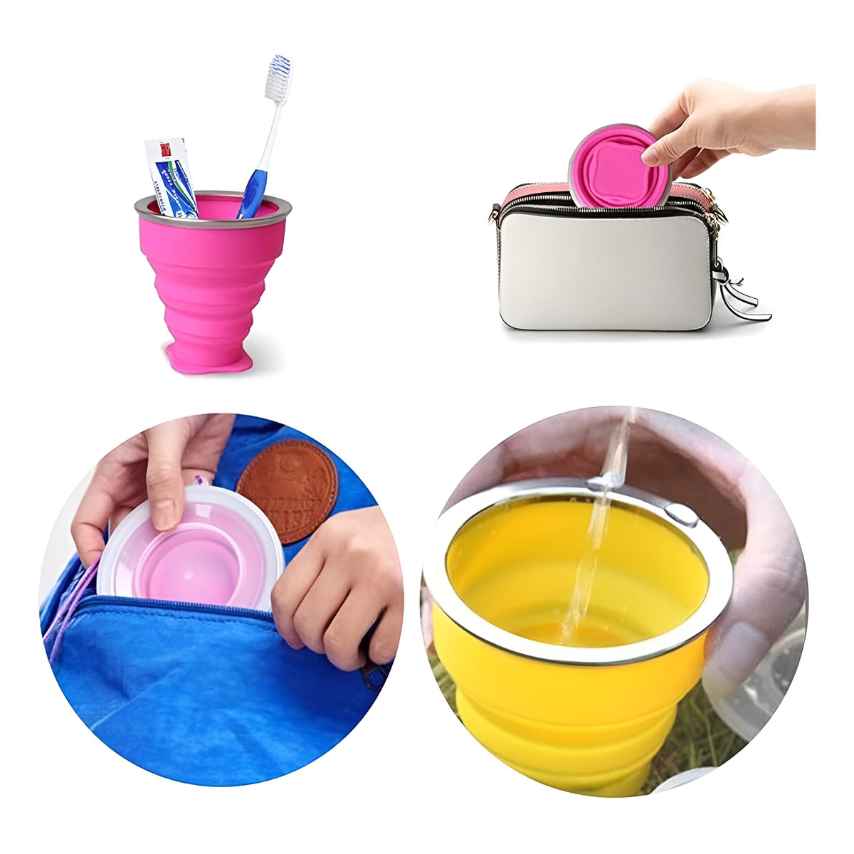 Vaso De Silicona Plegable Con Tapa Libre Bpa - Imagen 26