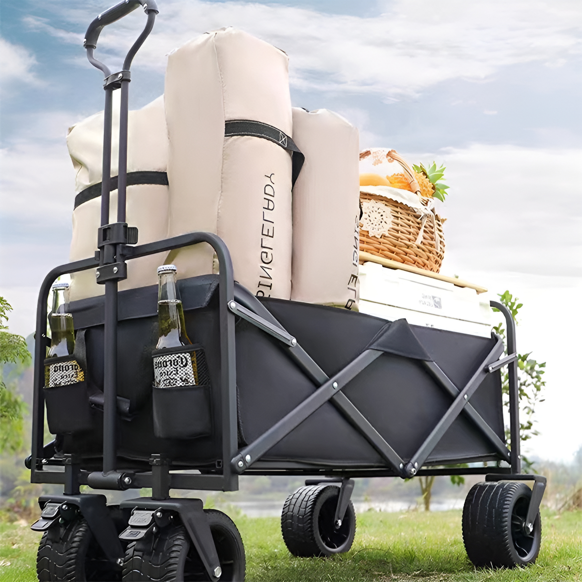 Carrito Transportador Plegable Carro Para Playa Camping - Imagen 3