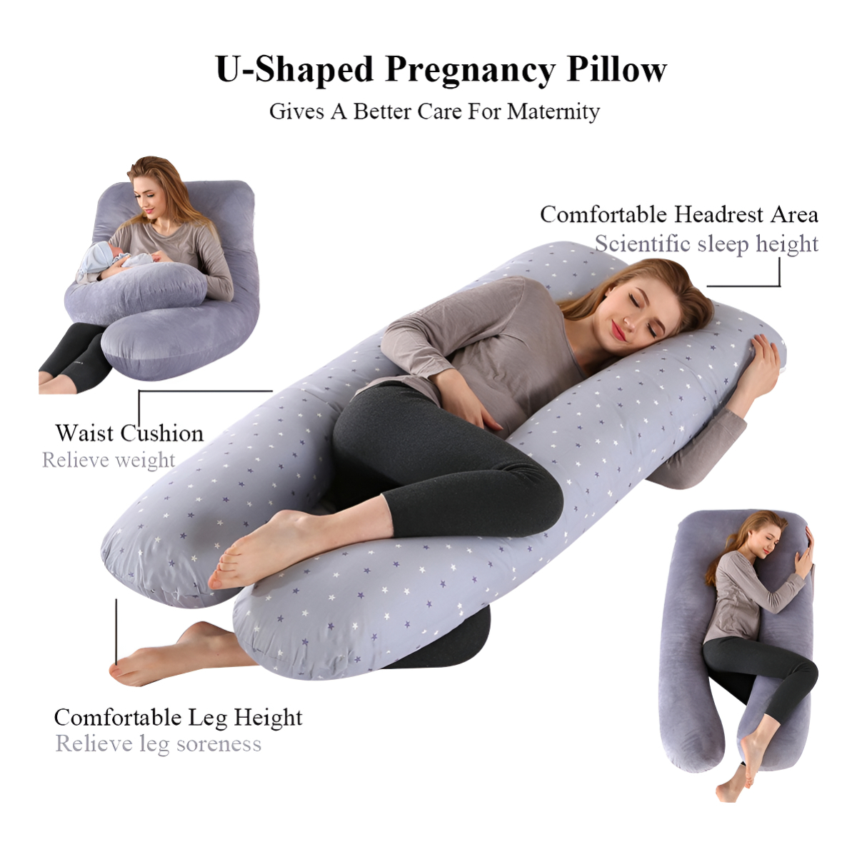 Almohada En U Maternal Embarazo Lactancia Hipoalergencia - Imagen 23