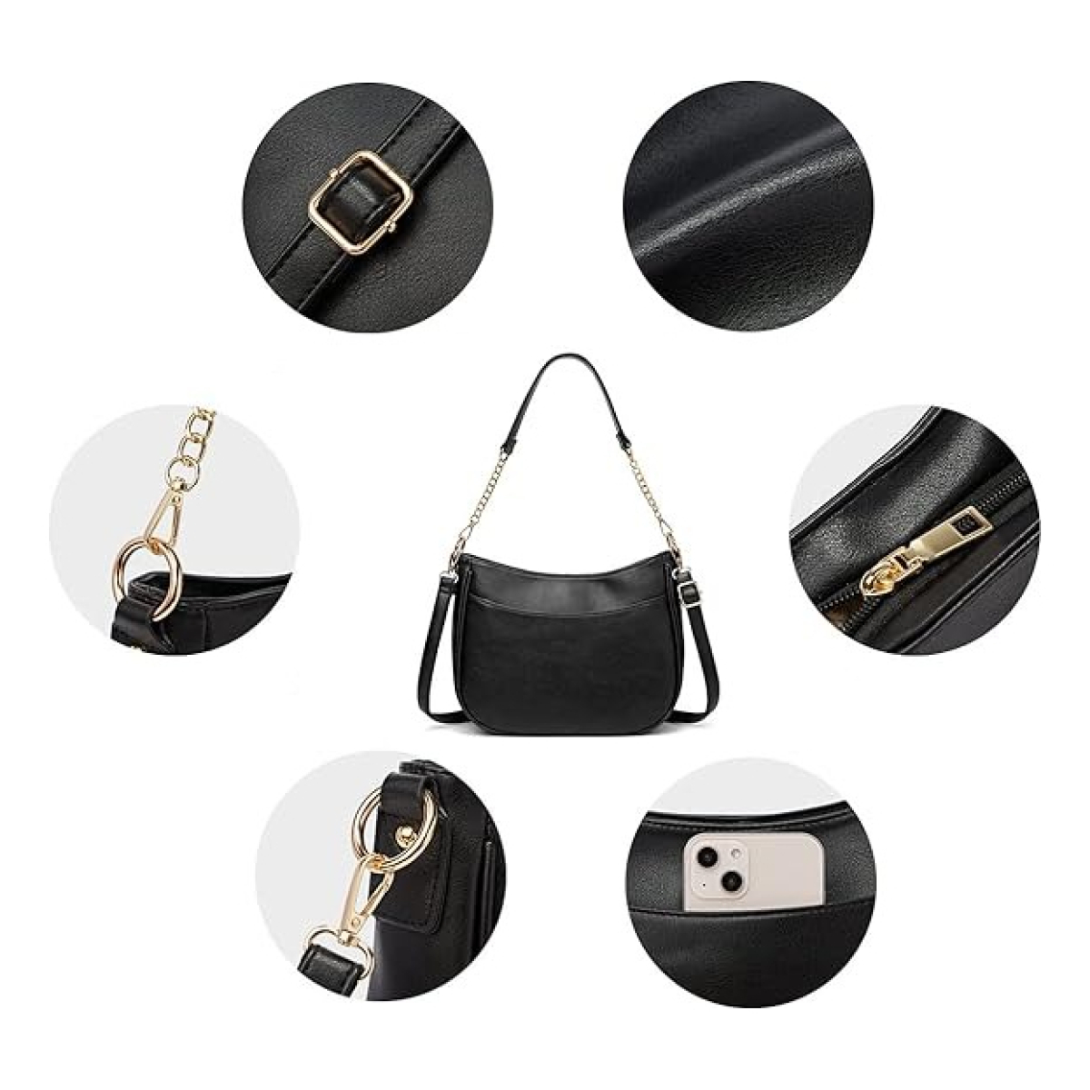 Cartera Bandolera Asa Con Cadena Para Mujer En Cuero Pu - Imagen 11