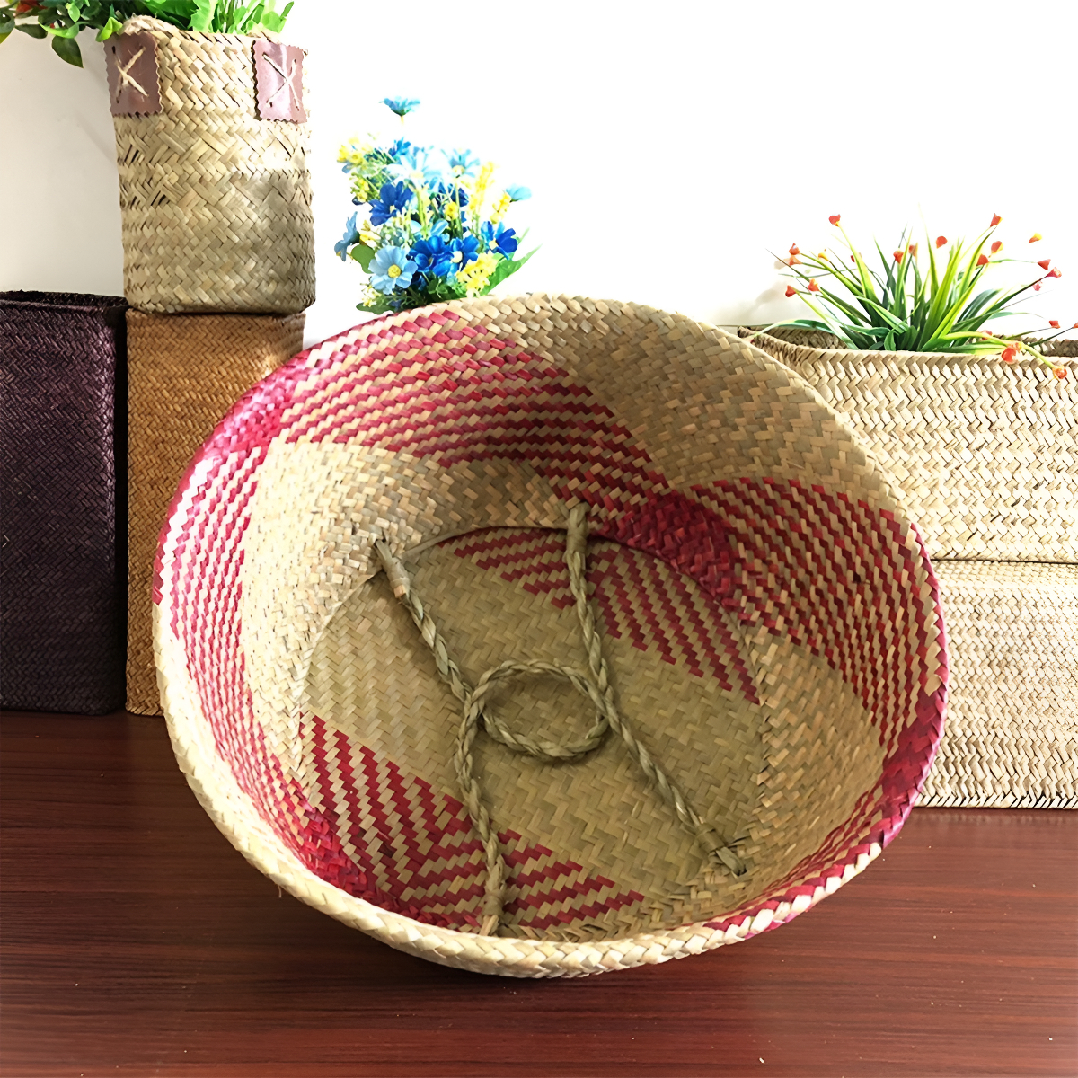 Set X3 Cesto De Fibra Natural Canasto Decoracion Multiuso - Imagen 5