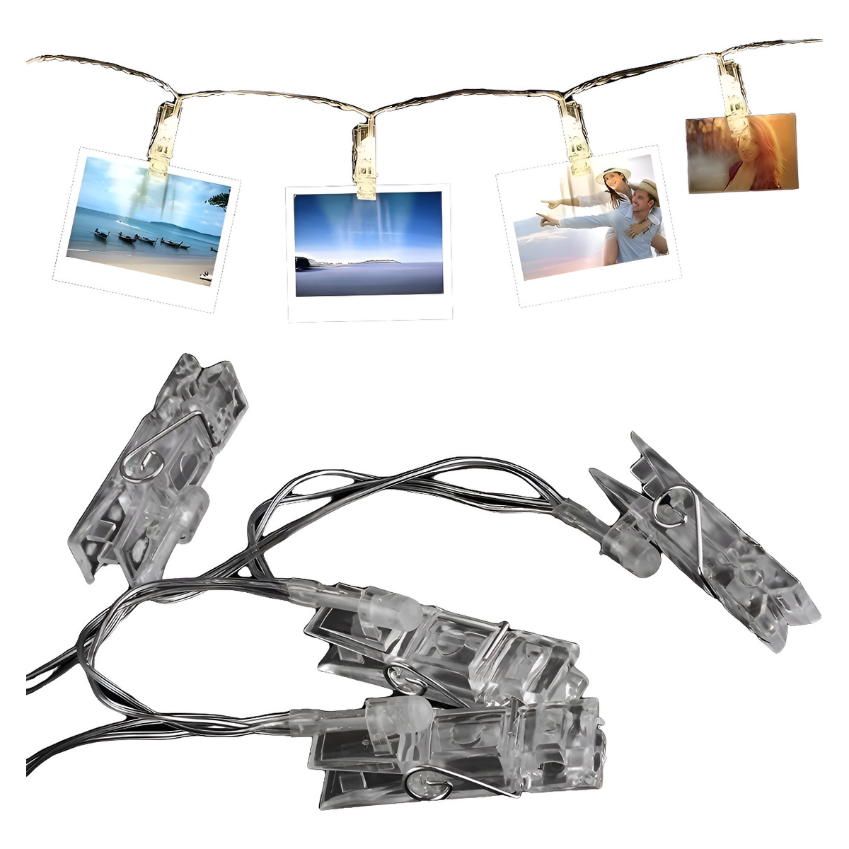 Guirnalda Luces Led Palillos Clips Fotos Casamientos - Imagen 1