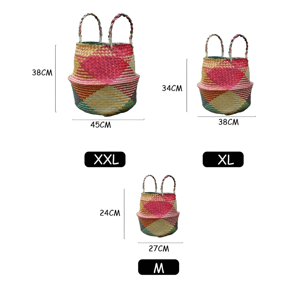 Set X3 Cesto De Fibra Natural Canasto Decoracion Multiuso - Imagen 12