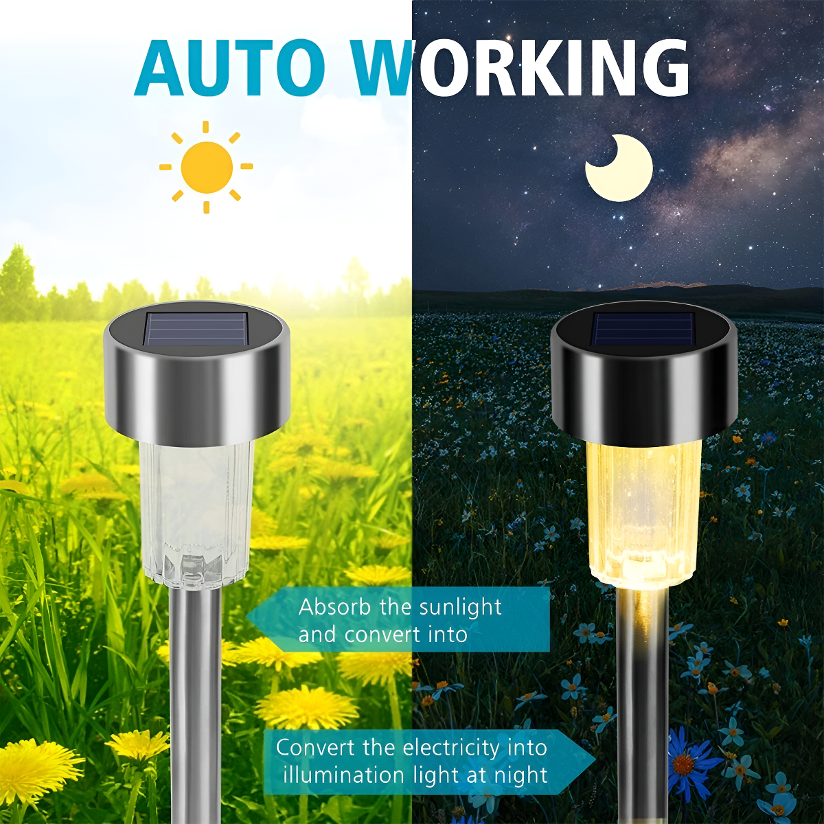 Lampara Luz Led Recargable Solar Para Jardin Pincho Metalico - Imagen 7